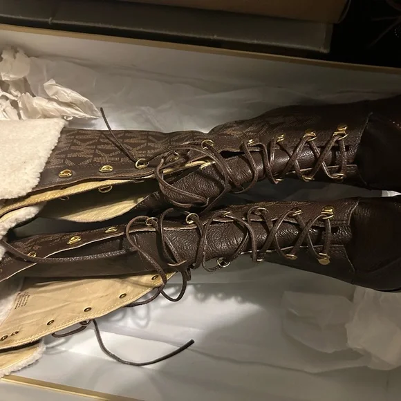 Michael Kors Brown Lace-Up Boots - Picture 2 of 12